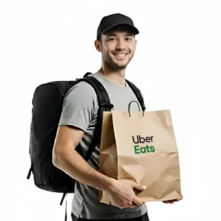 Livreur Uber Eats avec commande R'eat'Chy